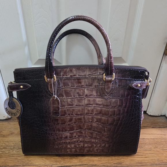 Mottini Newport Beach Handbags - Mottini Newport Beach Crocodile-Embossed Leather Satchel